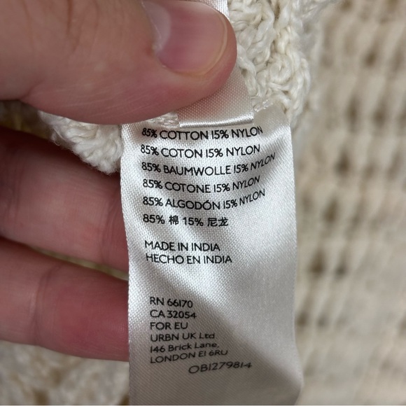 Free People Cozy Pullover Crochet Knit Blouse Ivory Size XL - Picture 11 of 12